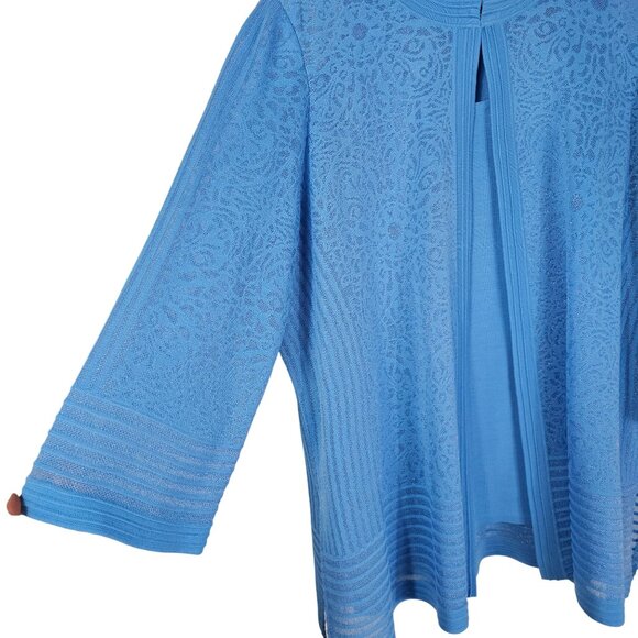 Ming Wang Sky Blue Burnout Jacket & Shell Set 2X/1X 3/4 Sleeve One Hook Luxury - Picture 3 of 15